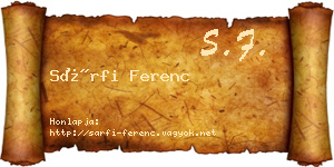 Sárfi Ferenc névjegykártya