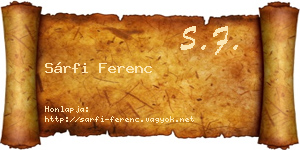 Sárfi Ferenc névjegykártya