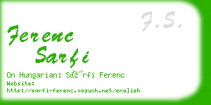 ferenc sarfi business card